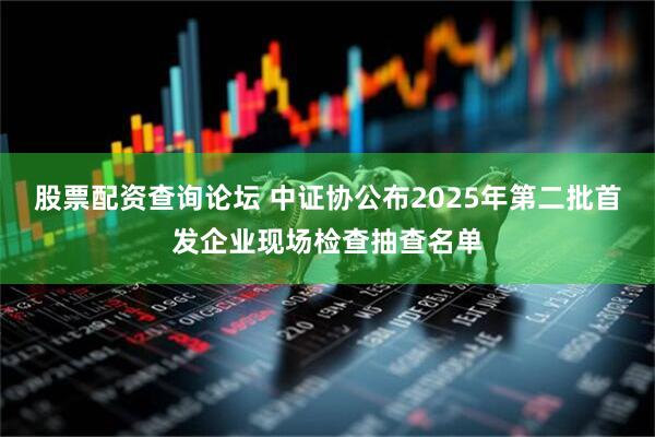 股票配资查询论坛 中证协公布2025年第二批首发企业现场检查抽查名单