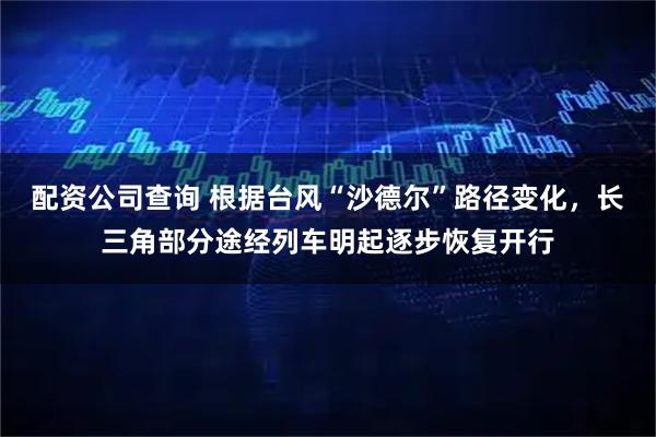 配资公司查询 根据台风“沙德尔”路径变化，长三角部分途经列车明起逐步恢复开行